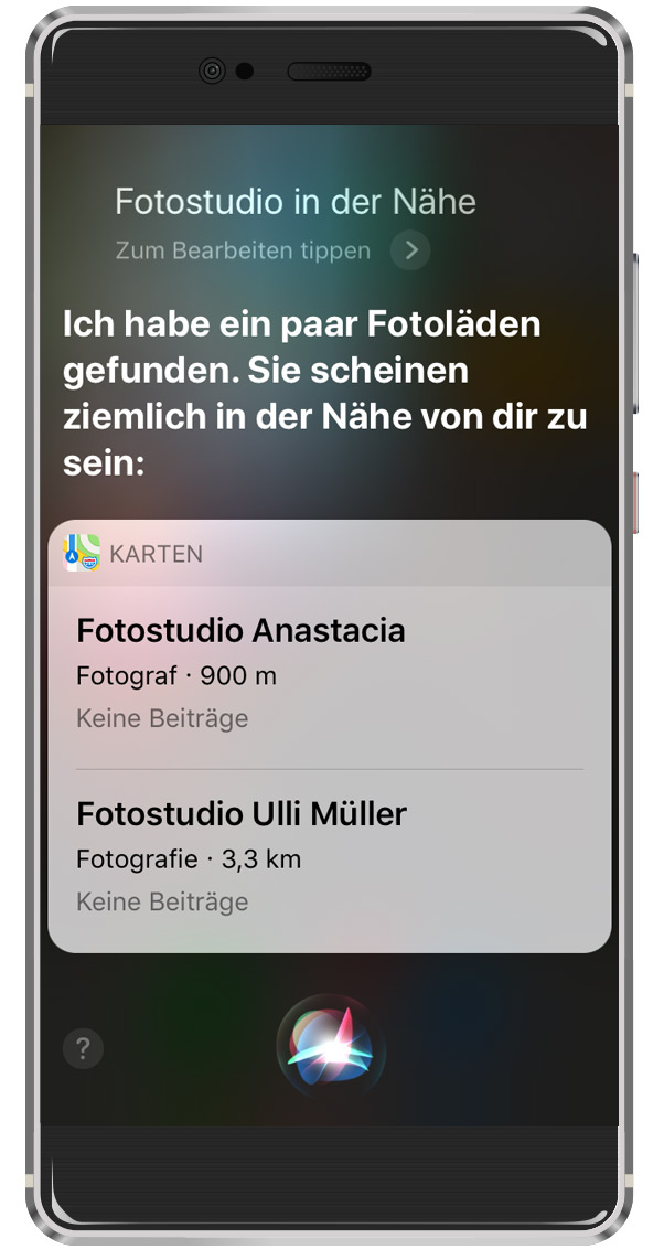 Voice Search auf Siri Besipiel